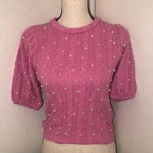 ZARA Sz Medium Pink Pearl Sweater